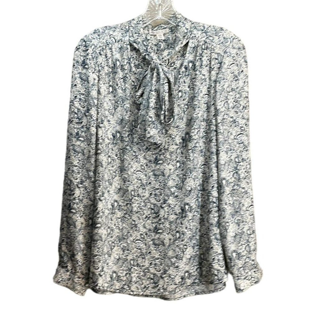 Lila Rose Navy Blue Paisley Bow Top Size Medium (M)